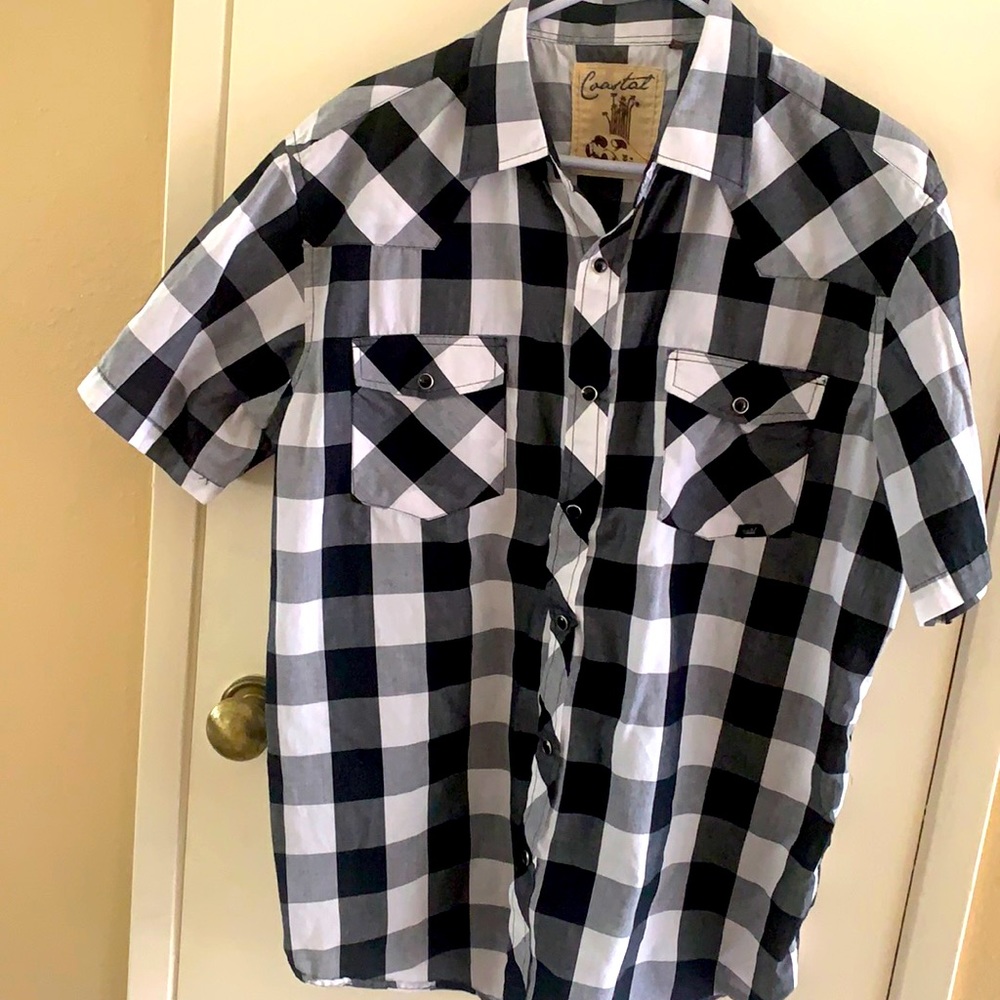 Coastal Buffalo check top  black & white w snap L